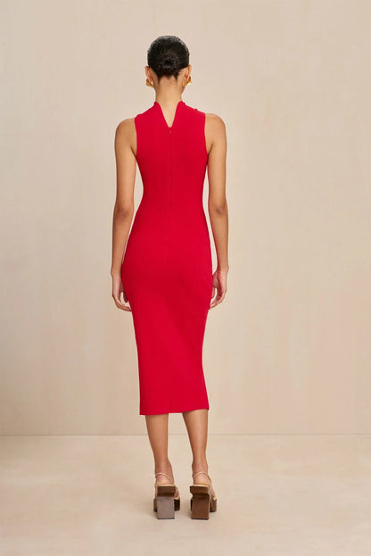 Midi Dresses- Sweetheart Neck Midi Dress with Chain Detailing- - IndioGear.com