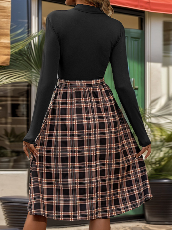 Midi Dresses- Trendy A-Line Belted Dress for Office Wear- - IndioGear.com