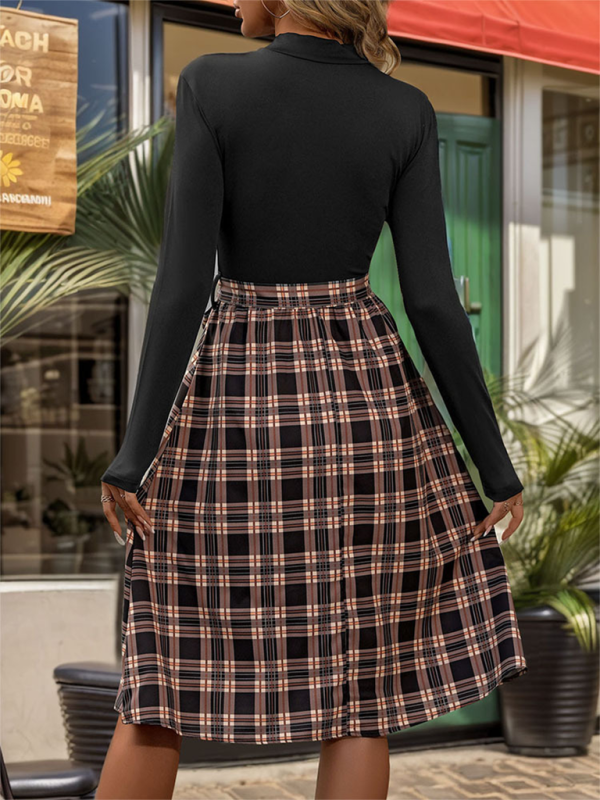 Midi Dresses- Trendy A-Line Belted Dress for Office Wear- - IndioGear.com