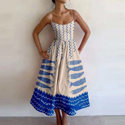 Midi Dresses- Vibrant Print Galore Sundress - Casual Daywear- Pattern9- IndioGear.com