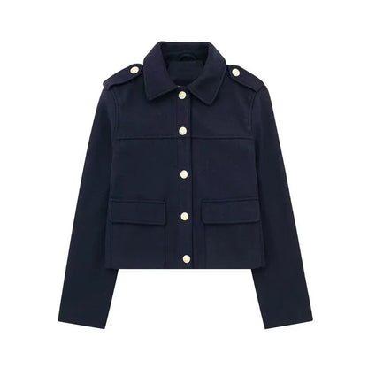 Military Jackets- Elegant Military-Inspired Women’s Jacket- Navy Blue- IndioGear.com