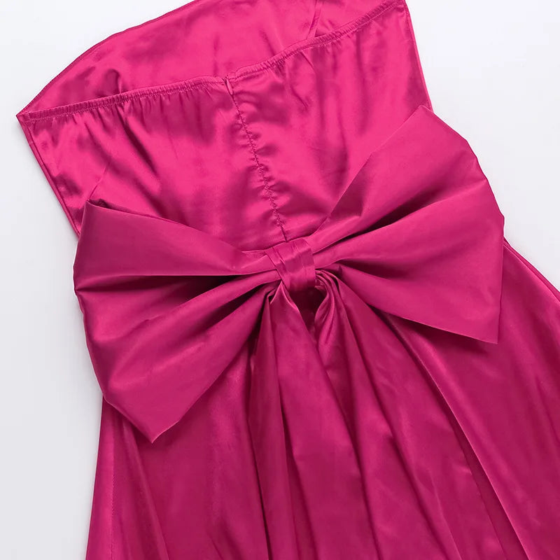 Mini Dresses- Bow Back Silk Dress for Wedding Receptions- - Chuzko Women Clothing