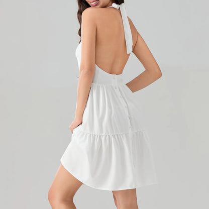 Mini Dresses- Breeze Through in Style with Our Backless Halter Mini Dress