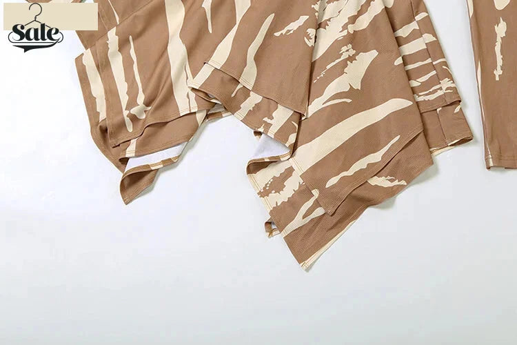 Mini Dresses- Camouflage-Inspired Abstract Halter Dress- - IndioGear.com