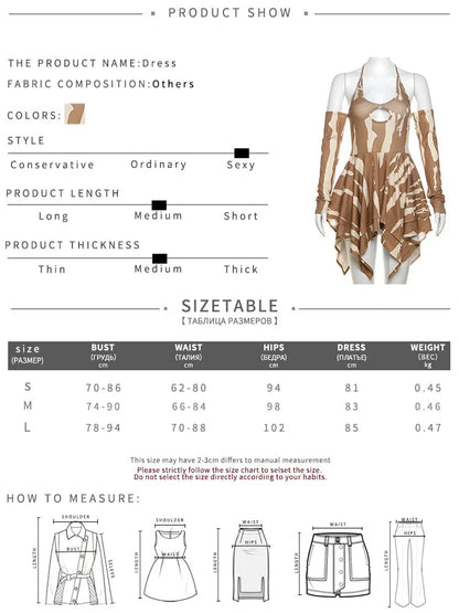 Mini Dresses- Camouflage-Inspired Abstract Halter Dress- - IndioGear.com