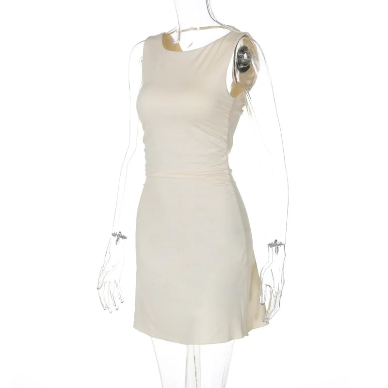 Mini Dresses- Women Cowl Back Curve-Loving Mini Dress- - IndioGear.com