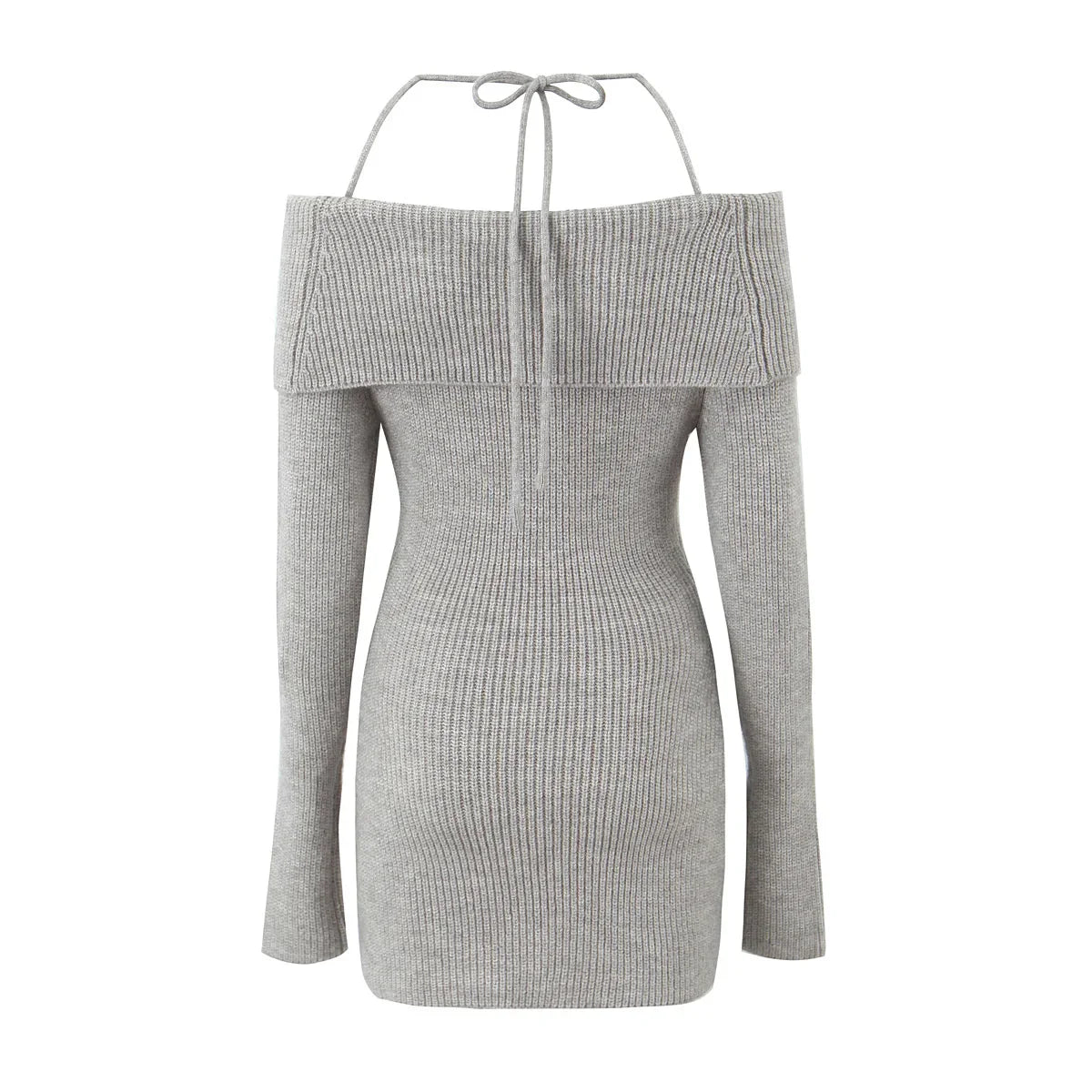 Mini Dresses- Cozy Knit Off-Shoulder Dress for Fall & Winter- - IndioGear.com