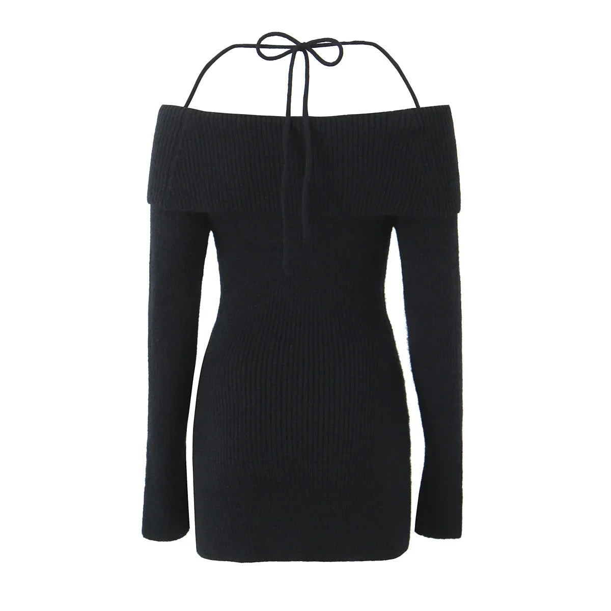 Mini Dresses- Cozy Knit Off-Shoulder Dress for Fall & Winter- - IndioGear.com