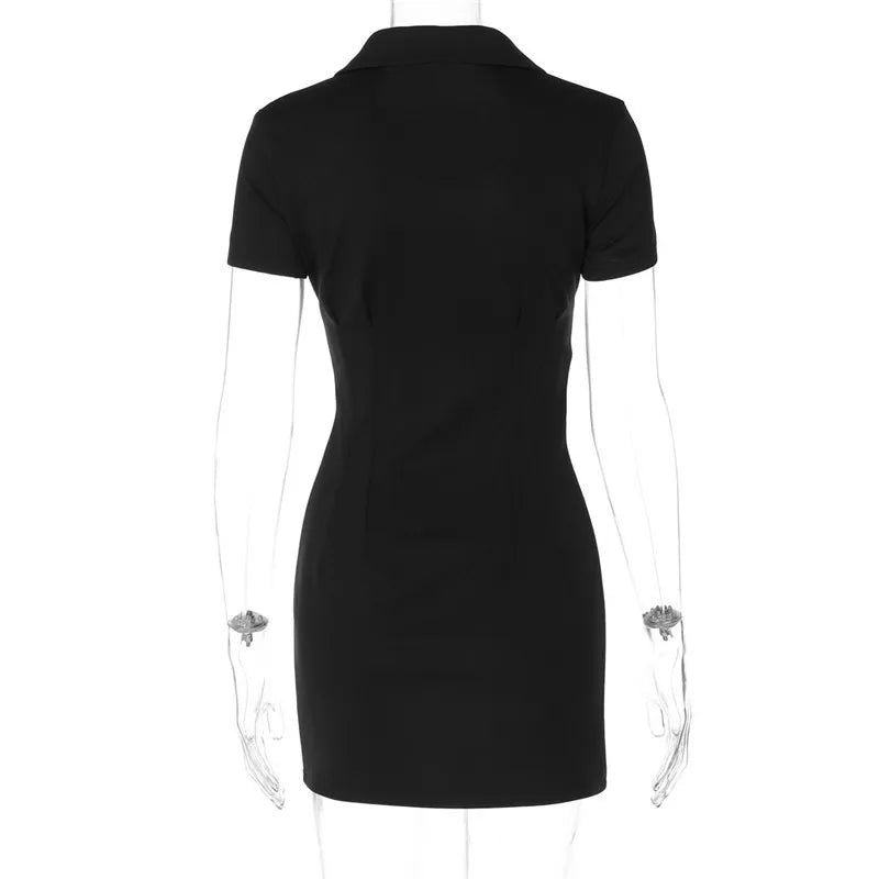 Mini Dresses- Day-to-Night Classic White Collared Dress- - IndioGear.com