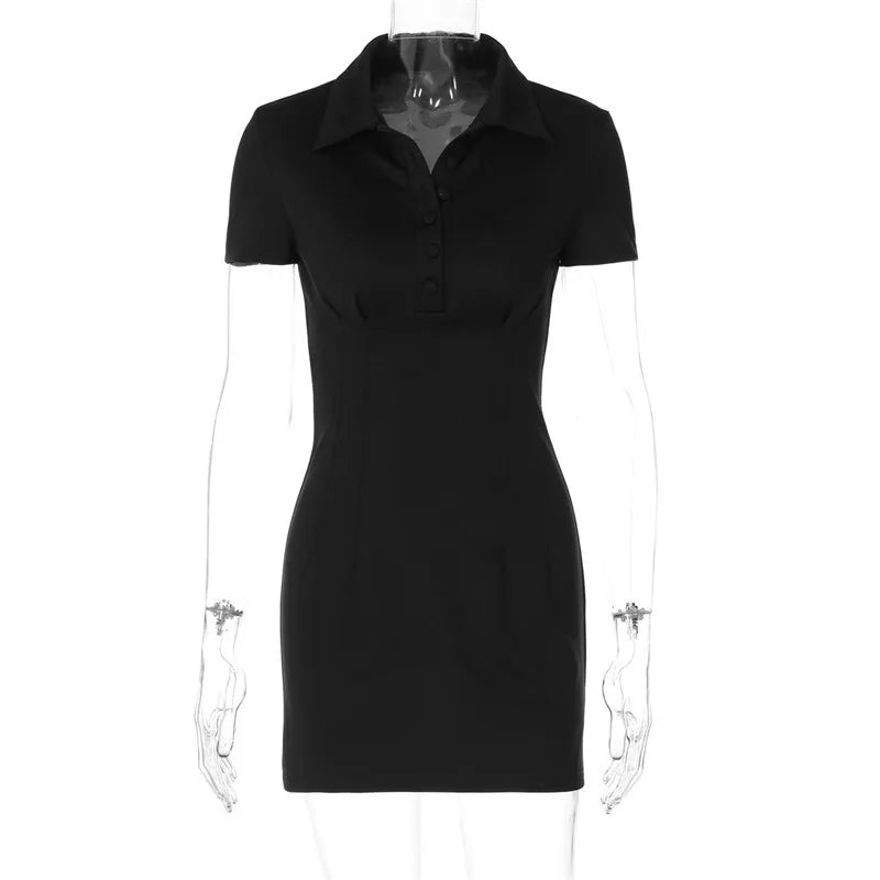 Mini Dresses- Day-to-Night Classic White Collared Dress- - IndioGear.com