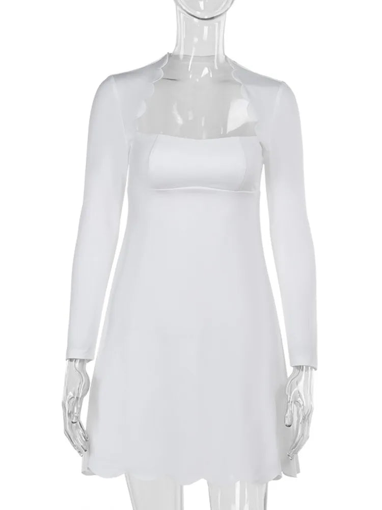 Mini Dresses- Elegance Unleashed Club Mini- White- IndioGear Women Clothing