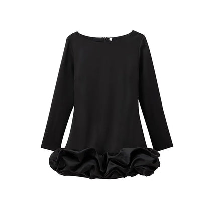 Mini Dresses- Black Sequin Dress with Minimalist Appeal- - IndioGear