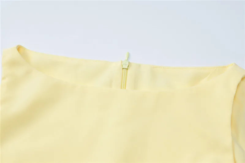 Mini Dresses- Elegant Sleek Yellow Mini Sheath Dress- - IndioGear.com