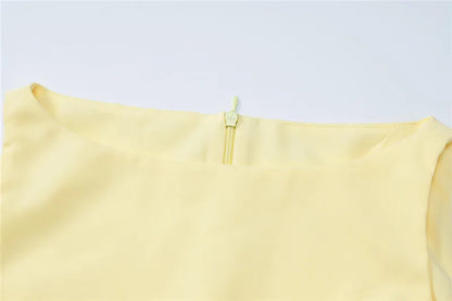 Mini Dresses- Elegant Sleek Yellow Mini Sheath Dress- - IndioGear.com