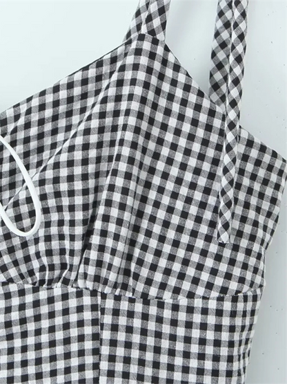 Mini Dresses- Gingham Vintage-Inspired Mini Dress- - IndioGear.com