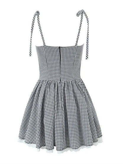 Mini Dresses- Gingham Vintage-Inspired Mini Dress- - IndioGear.com