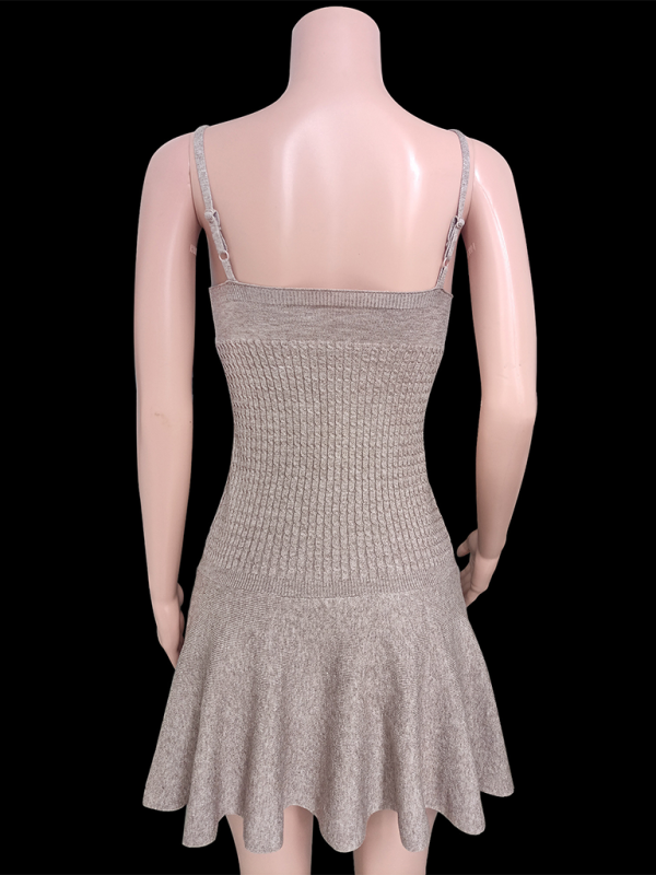 Mini Dresses- Knitting Cami Flared Mini Dress for Outdoor Events- - IndioGear.com