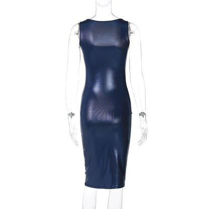 Mini Dresses- Metallic Sparkle Bodycon Event Dress- - IndioGear Women Clothing