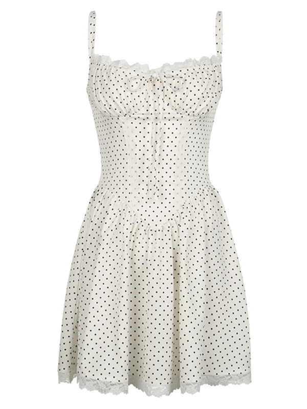 Mini Dresses- Polka Dot Sweetheart Mini Dress- - IndioGear.com