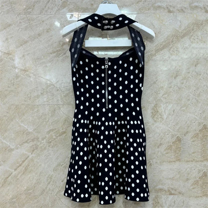 Mini Dresses- Polka Dots Women's Couture Summer Cocktail Fit & Flare Mini Dress"- - IndioGear Fashion and Gear