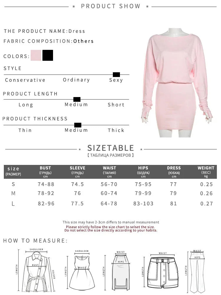 Mini Dresses- Slim Fit Dolman Sleeve Mini Dress for Parties- - IndioGear.com