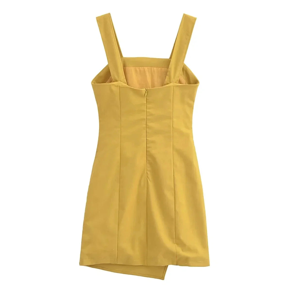 Mini Dresses- Solid Color Square Neck Mini Dress for Summer- - IndioGear.com