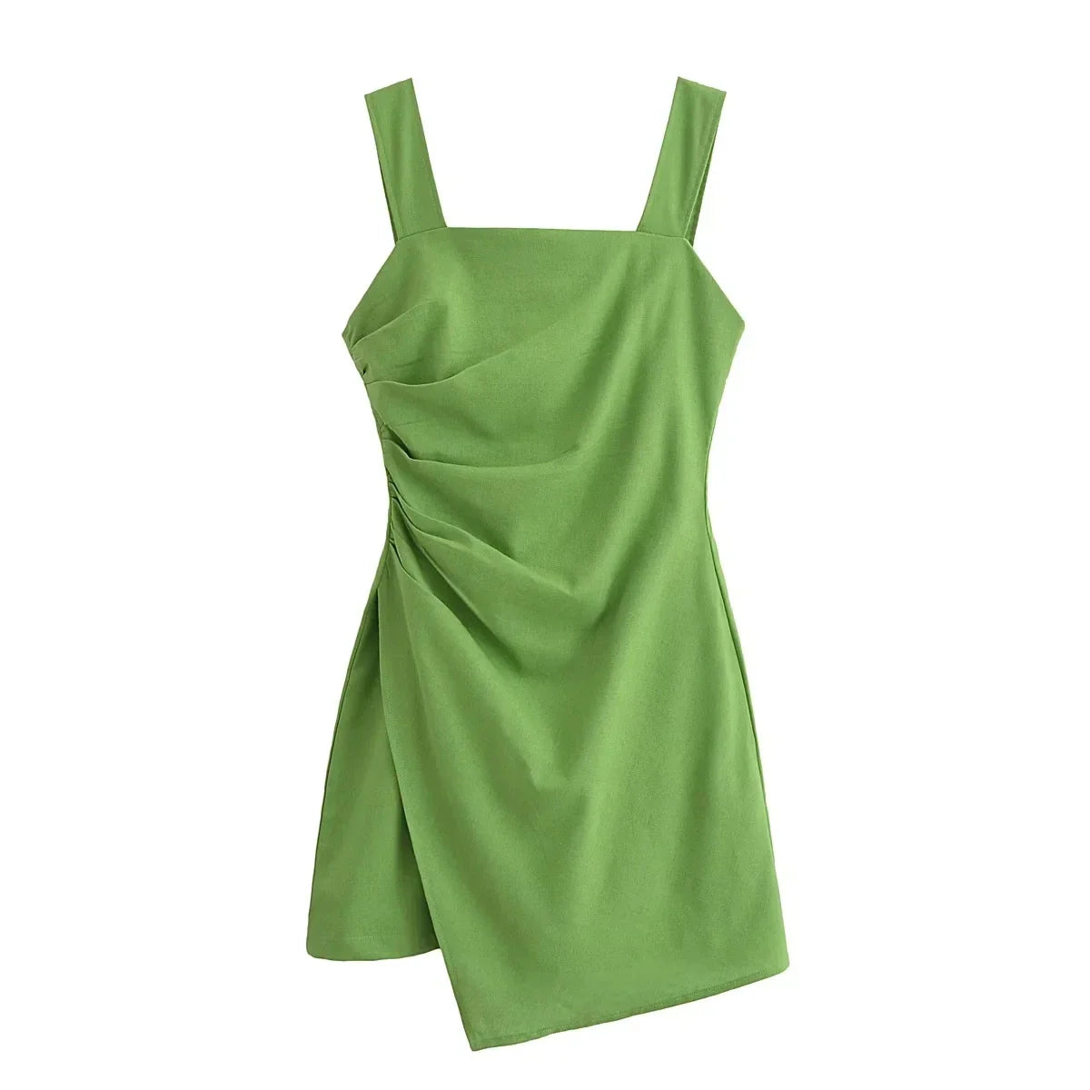 Mini Dresses- Solid Color Square Neck Mini Dress for Summer- - IndioGear.com