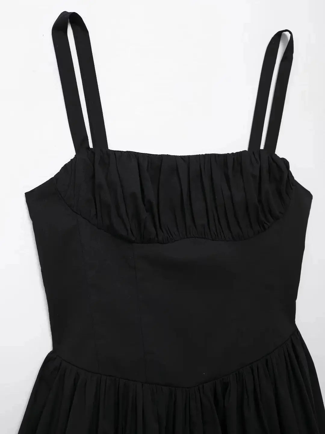 Mini Dresses- Pleated Fit & Flare Black Dress for Summer- - IndioGear.com