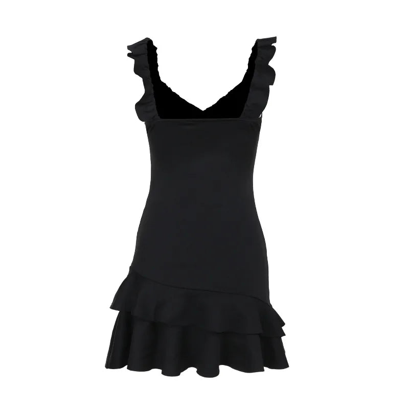 Mini Dresses- Summer Ruffled Mini Dress for Parties & Beach Weddings- - Chuzko Women Clothing