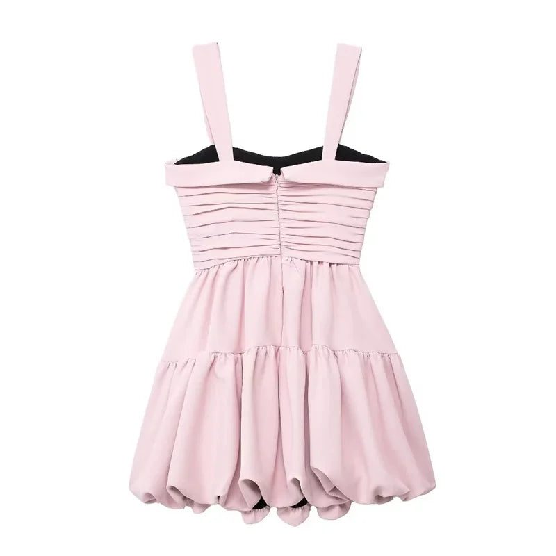 Mini Dresses- Sweet Blush Ruffled Dress for Sunny Outings- - Chuzko Women Clothing