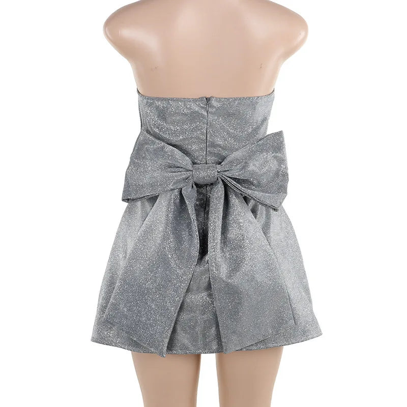 Mini Dresses - Twilight Bow-Back Sparkle Mini Dress