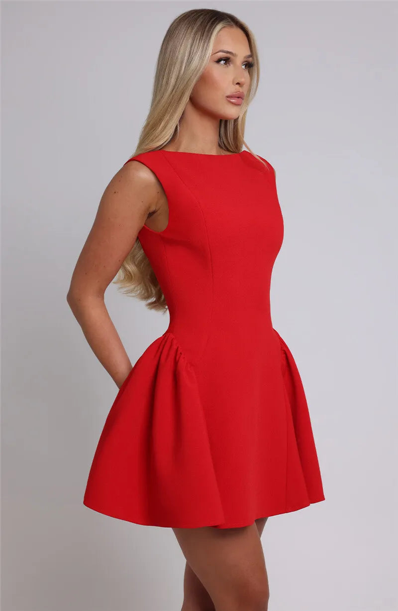 Mini Dresses- Twirl-Ready Tea-Length: Ultimate Date Night Dress- - IndioGear Women Clothing