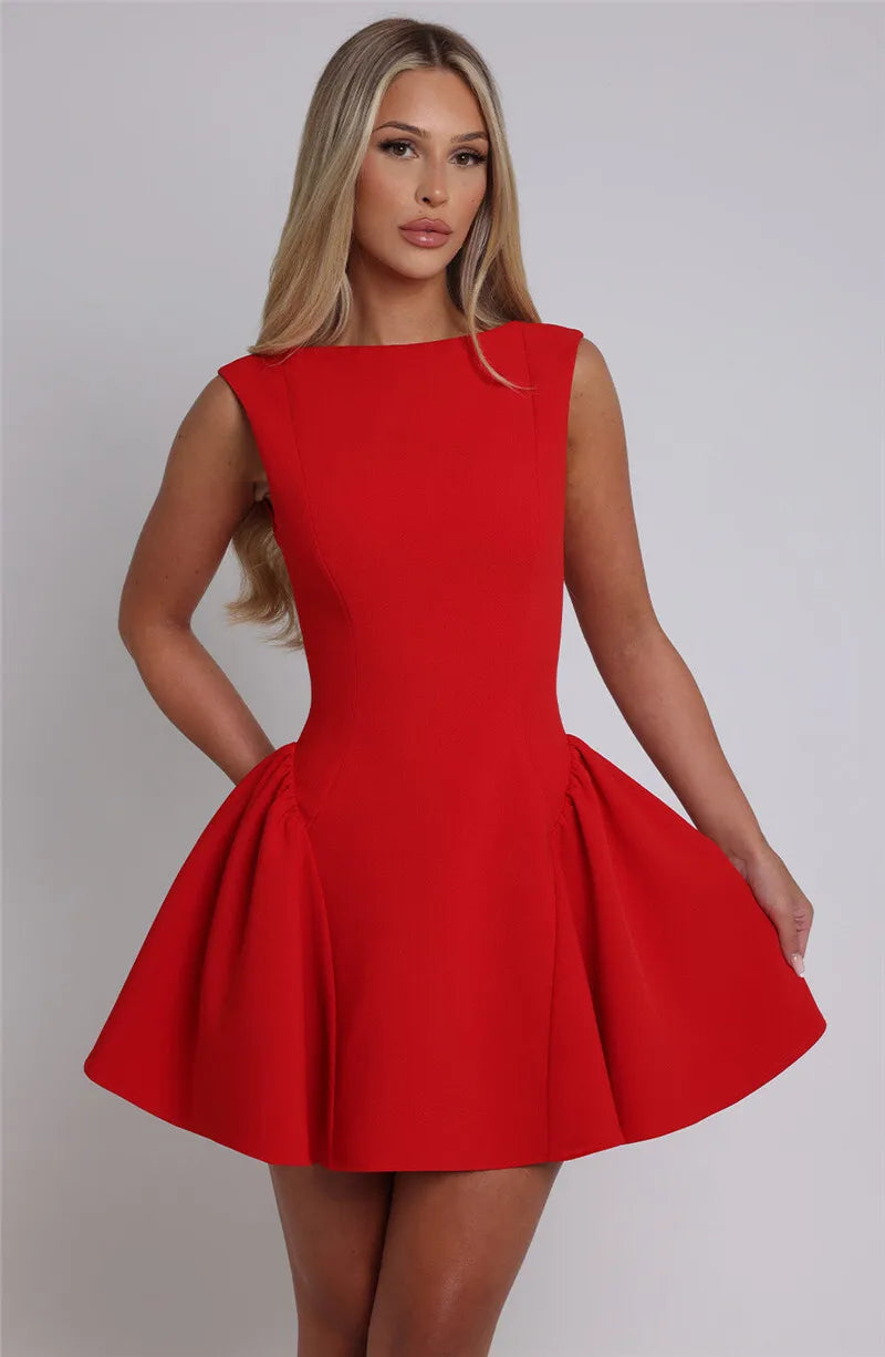 Mini Dresses- Twirl-Ready Tea-Length: Ultimate Date Night Dress- - IndioGear Women Clothing