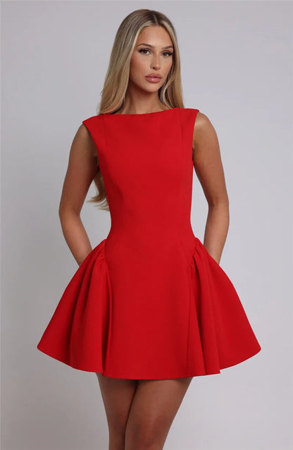 Mini Dresses- Twirl-Ready Tea-Length: Ultimate Date Night Dress- - IndioGear Women Clothing