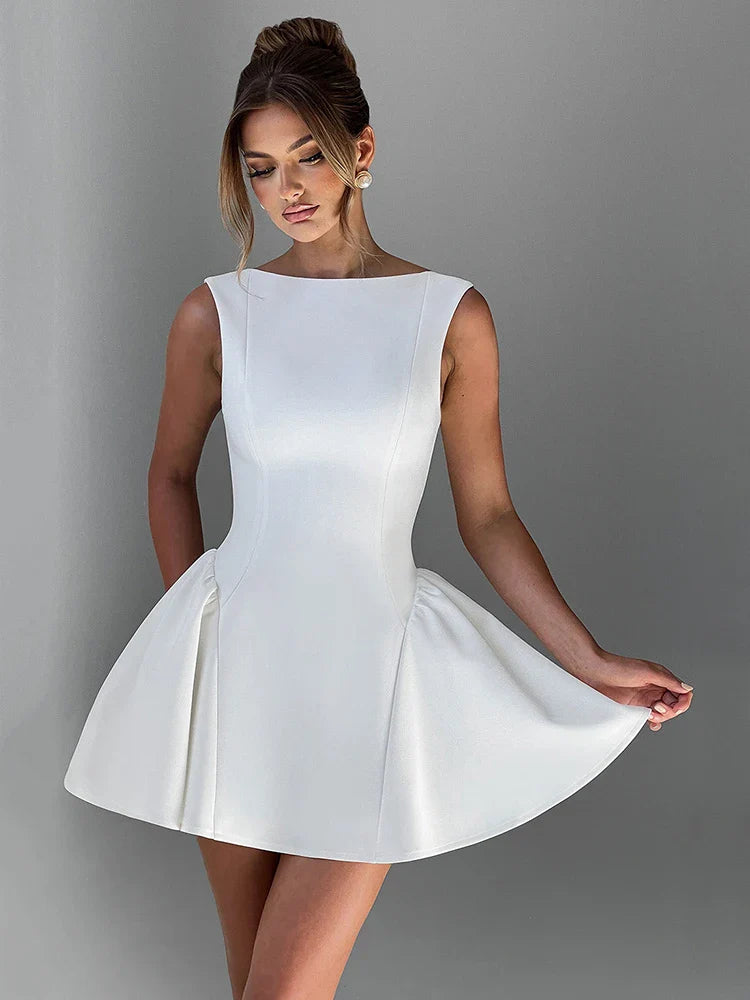 Mini Dresses- Twirl-Ready Tea-Length: Ultimate Date Night Dress- - IndioGear Women Clothing