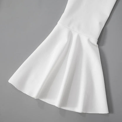 Mini Dresses- Women White Ruffle Mini Dress for Special Occasions- - IndioGear.com