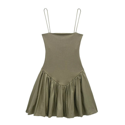 Mini Dresses- Fit & Flare LBD - Women's Little Black Dress- Army green- IndioGear.com