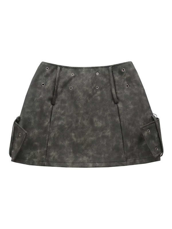 Mini Skirts- Edgy Faux Suede Rebel Mini Skirt- - IndioGear.com