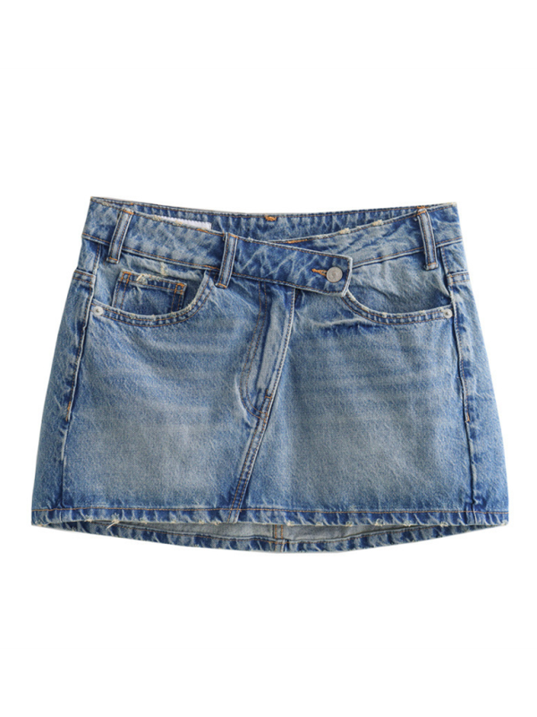 Mini Skirts- Faded Blue Mini Skirt- Blue- IndioGear.com