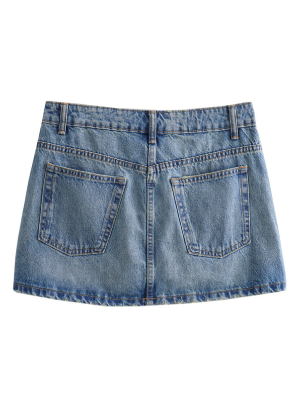 Mini Skirts- Faded Blue Mini Skirt- - IndioGear.com