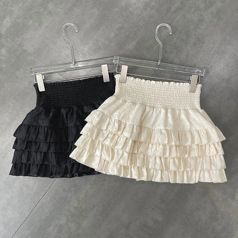 Festival Tiered Layered Skirt with Smocked Waist for Women