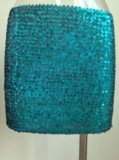 Mini Skirts- Festive Sparkle Club Sequin Mini Skirt- Acid blue- IndioGear Women Clothing