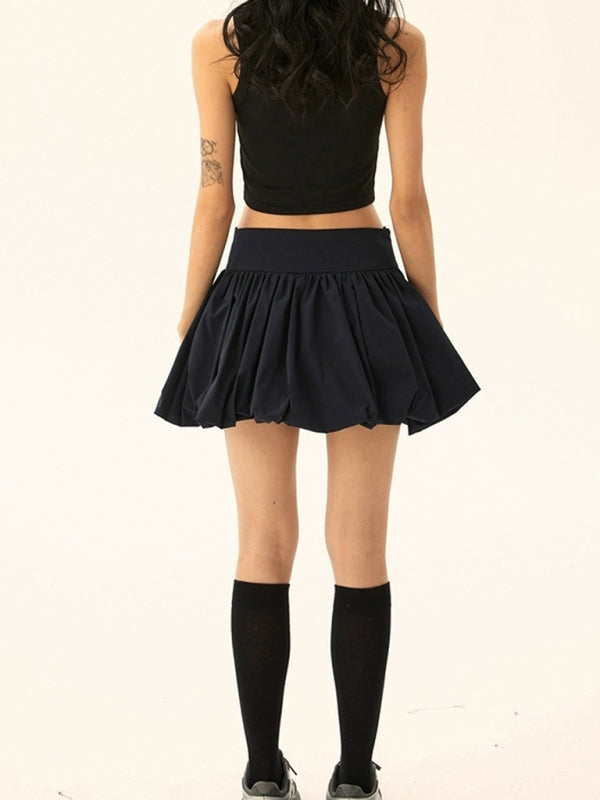 Mini Skirts- Flared Pleated Mini Skirt- - IndioGear Women Clothing