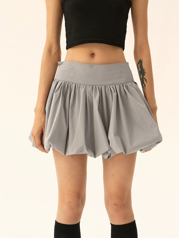 Mini Skirts- Flared Pleated Mini Skirt- - IndioGear Women Clothing