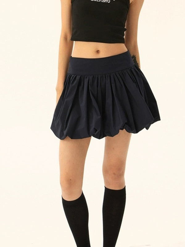 Mini Skirts- Flared Pleated Mini Skirt- - IndioGear Women Clothing