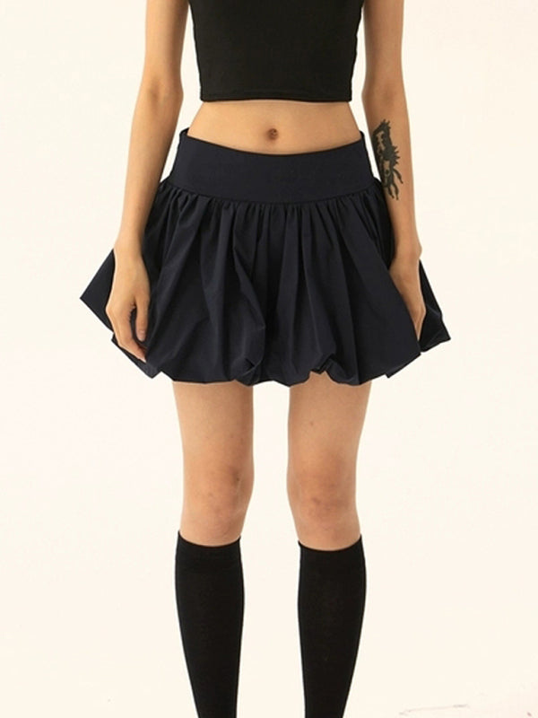 Mini Skirts- Flared Pleated Mini Skirt- - IndioGear Women Clothing