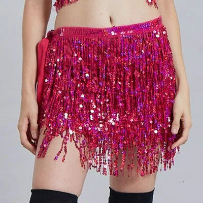 Mini Skirts- Golden Tassel Hip Scarf Skirt for Belly Dancers- Cherryade- IndioGear.com