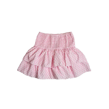 Mini Skirts- Women Layered Ruffled Mini Skirt – A Must-Have Bohemian Piece- Pink- IndioGear.com