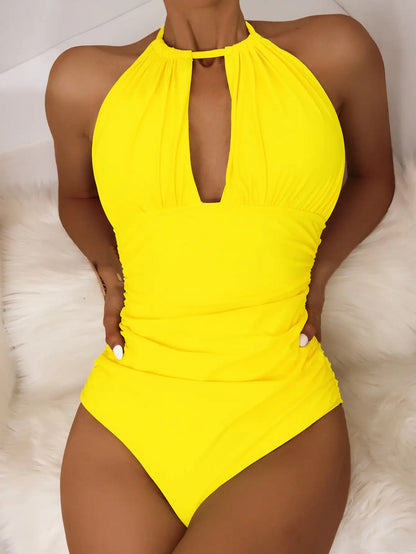 Monokini Swimwears- Pool Party Ruched Monokini-suit- - IndioGear Women Clothing