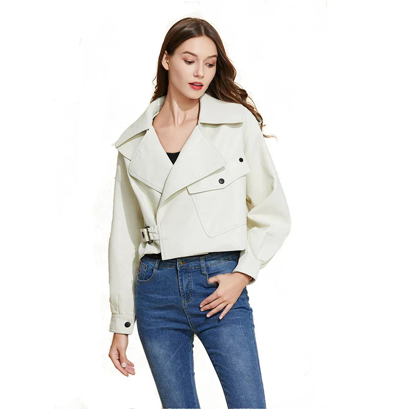 Moto Jackets- Must-Have Cropped Biker Leather Jacket for Women- - IndioGear.com